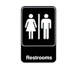 Vollrath 5617 Restrooms Sign, 6 x 9-in, White-On-Black
