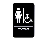 Vollrath 5630 Women Accessible Sign, Braille, 6 x 9-in, White-On-Black