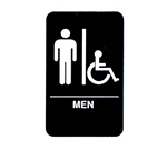 Vollrath 5631 Men Accessible Sign, Braille, 6 x 9-in, White-On-Black