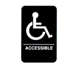 Vollrath 5632 Accessible Sign, Braille, 6 x 9-in, White-On-Black