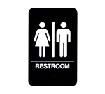 Vollrath 5633 Restroom Sign, Braille, 6 x 9-in, White-On-Black