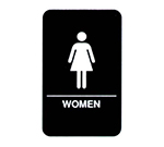 Vollrath 5634 Women Sign, Braille, 6 x 9-in, White-On-Black