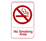 Vollrath 5643 No Smoking Area Sign, 6 x 9-in, Red-On-White
