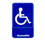 Vollrath 5644 Accessible Sign, 6 x 9-in, White-On-Blue