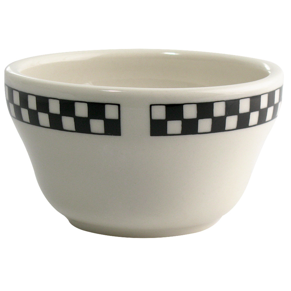 Homer Laughlin 1011636 7.25oz Bouillon Bowl China, Ivory w/ Black