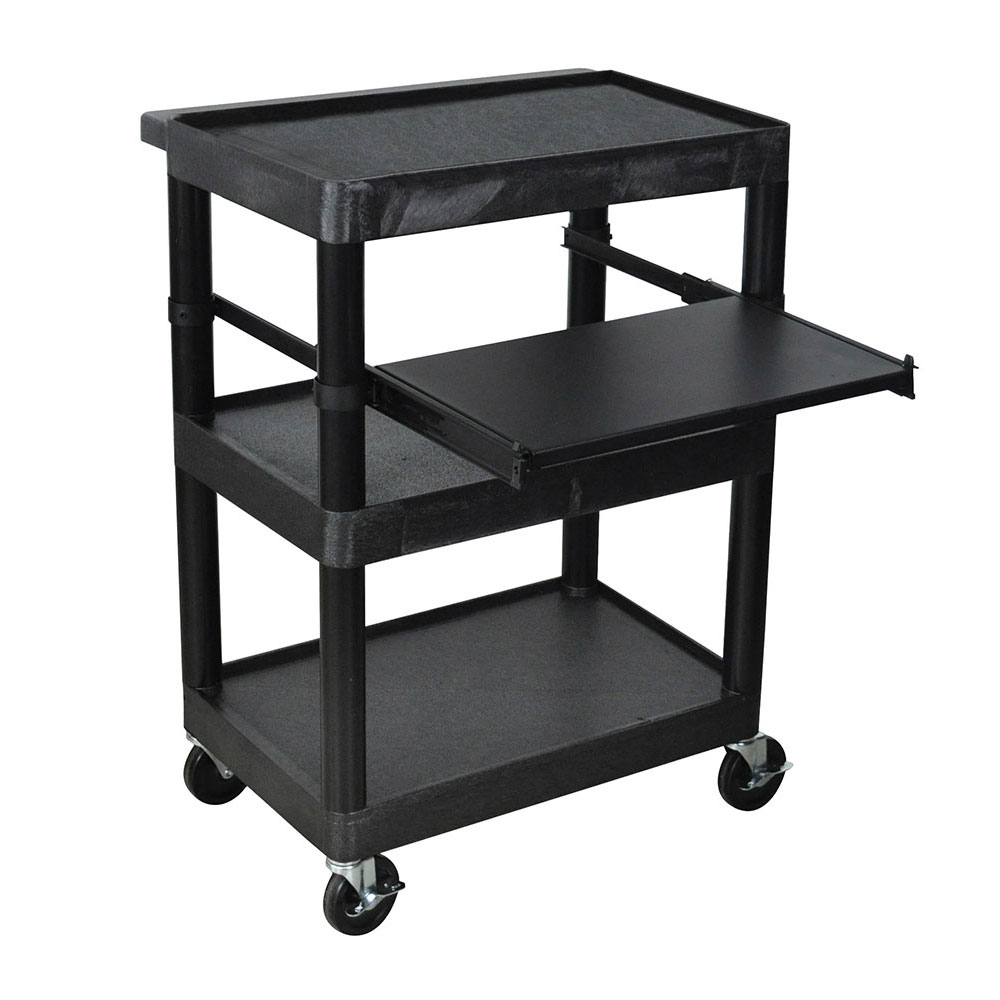 Luxor Furniture LT34-B 34" 3-Level A/V Utility Cart W/ 300-lb Capacity ...