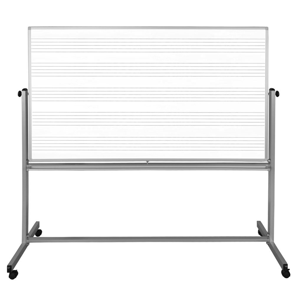 Luxor Furniture MB7248MW 72" X 48" Mobile Double-Sided Music Whiteboard ...