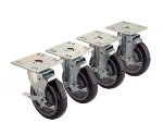 Krowne 28-101S 4-Piece Universal Plate Caster Set w/ 3-in Wheel, 4 x 4-in