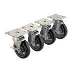 Krowne 28-111S 4-Piece Universal Plate Caster Set w/ 5-in Wheel, 3.5 x 3.5-in