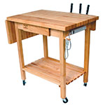 John Boos QCL Deluxe Culi Cart, 24 in x 36 in x 36 in, Hard Rock Maple, 12 in Drop Leaf