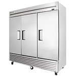 TRUE Refrigeration T-72F Freezer, Reach-In, 3 Section/SS Doors, Energy Star, 72 cu ft