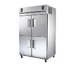TRUE Refrigeration TA2DT-4HS Refrig/Freezer, 2 Section, 4 Solid Half Doors, 6 Shelves, 24 cu ft
