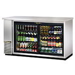 TRUE Refrigeration TBB-24-60G-SD-S 24 in Deep Back Bar Cooler, SS, 2 Section/Sliding Glass Drs, 4 Shelves