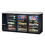 TRUE Refrigeration TBB-24-72G 24 in Back Bar Cooler, 3 Section/3 Glass Doors,  Holds (150) 6-Packs