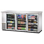 TRUE Refrigeration TBB-24-72G-S 3-Section Back Bar Cooler w/ Glass Doors, Holds (150) 6-Packs