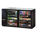 TRUE Refrigeration TBB-24GAL-60G 24 in Deep Back Bar Cooler, 2 Section/Glass Doors, Holds (133) 6-Packs