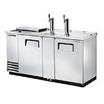 TRUE Refrigeration TDD-3CT-S 70 in Club Top Draft Beer Cooler, SS, 2 Faucets, 2 Door, Holds 3 Kegs