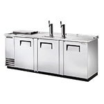 TRUE Refrigeration TDD-4CT-S 91 in Club Top Draft Beer Cooler, SS, 2 Faucets, 3 Door, Holds 4 Kegs