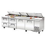 TRUE Refrigeration TPP-119D-4 4 Drawer 2-Door Pizza Prep Table w/ Cutting Board, 43.9-cu ft