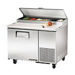TRUE Refrigeration TPP-44 Pizza Prep, 33-41F Pan Rail, 19.5 in Cutting Board, 1 Door, 11.4 cu ft