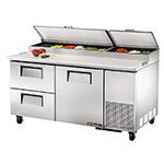 TRUE Refrigeration TPP-67D-2 2-Drawer 1-Door Pizza Prep Table w/ Cutting Board, 20.6-cu ft