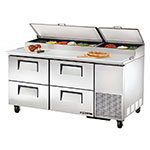 TRUE Refrigeration TPP-67D-4 4 Drawer Pizza Prep Table w/ Cutting Board, 20.6-cu ft