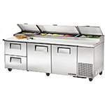 TRUE Refrigeration TPP-93D-2 2-Drawer 2-Door Pizza Prep Table w/ Cutting Board, 30.9-cu ft