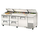 TRUE Refrigeration TPP-93D-4 4 Drawer 1-Door Pizza Prep Table w/ Cutting Board, 30.9-cu ft