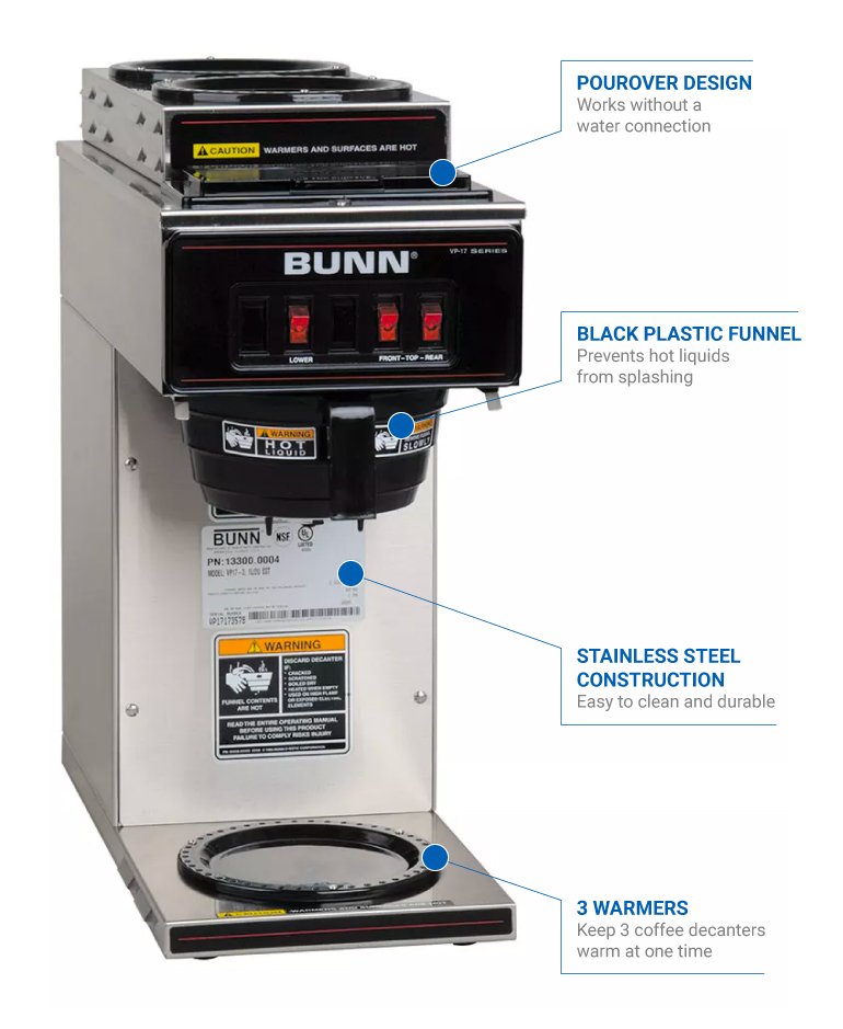 Bunn VP173 Mediumvolume Decanter Coffee Maker Pourover, 3.8 gal./hr
