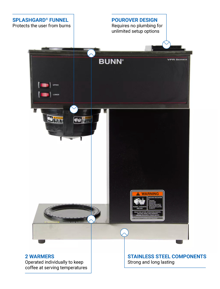 BUNN VPR VPR Medium Volume Decanter Coffee Maker Pourover, 3 4/5 gal