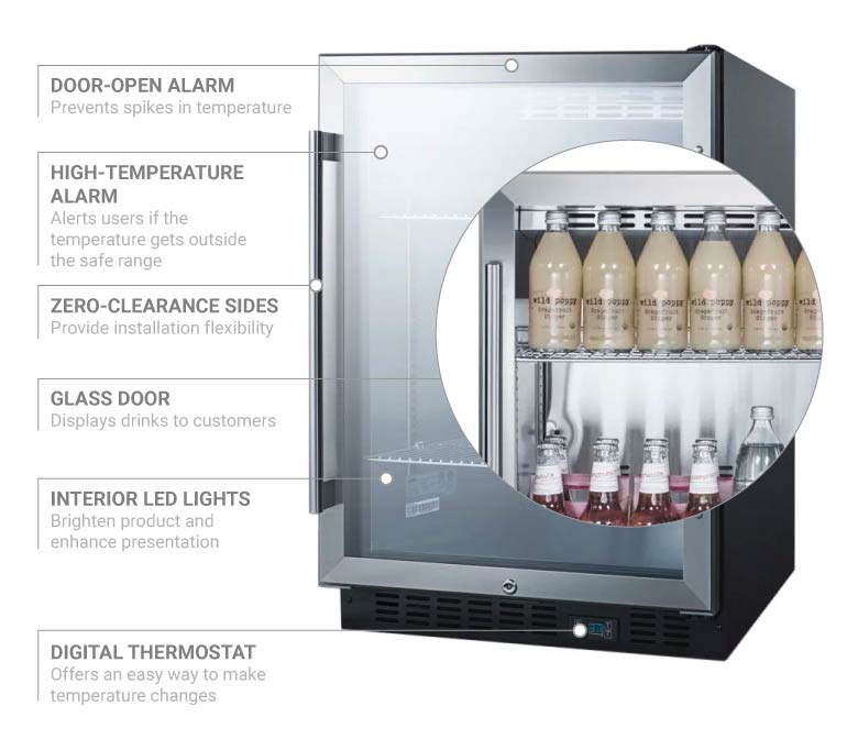 Summit Scr610bl 24 Bar Refrigerator 1 Swinging Glass Door