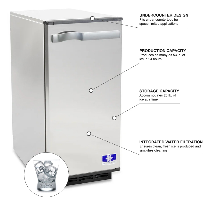Manitowoc Ice SM50A 14 3/4"W Top Hat Undercounter Ice Maker 53 lbs
