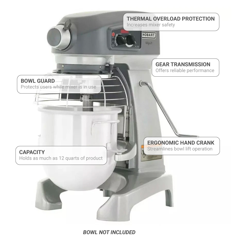 Hobart HL1201 12 qt Mixer Bench Model, 1/2 hp, 100120v