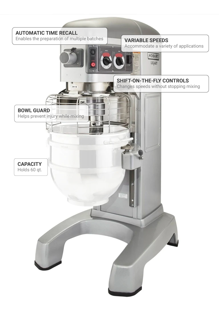 Hobart HL6001 60 qt Mixer Floor Model, 2 7/10 hp, 200 240v
