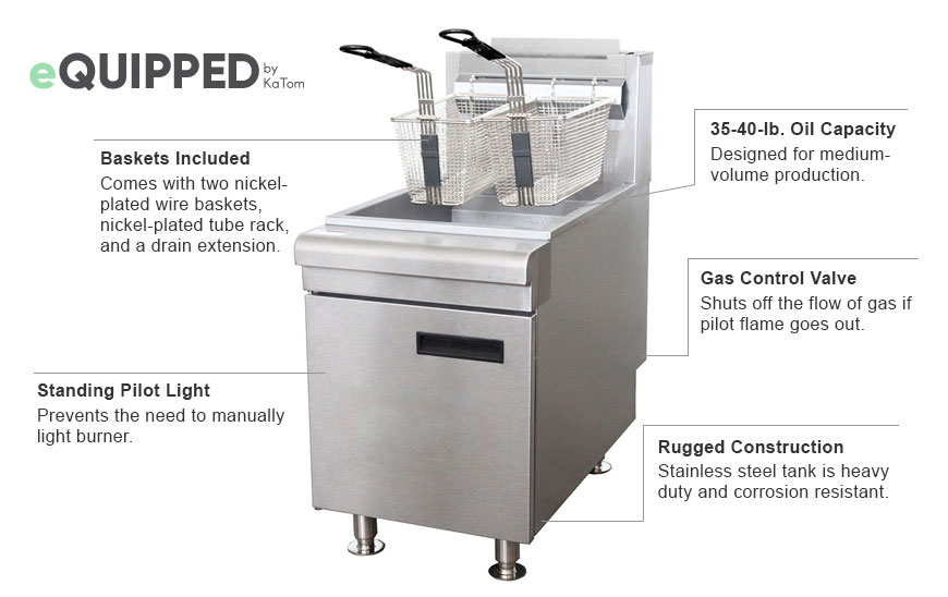 eQuipped 40-pound Gas Fryer Features