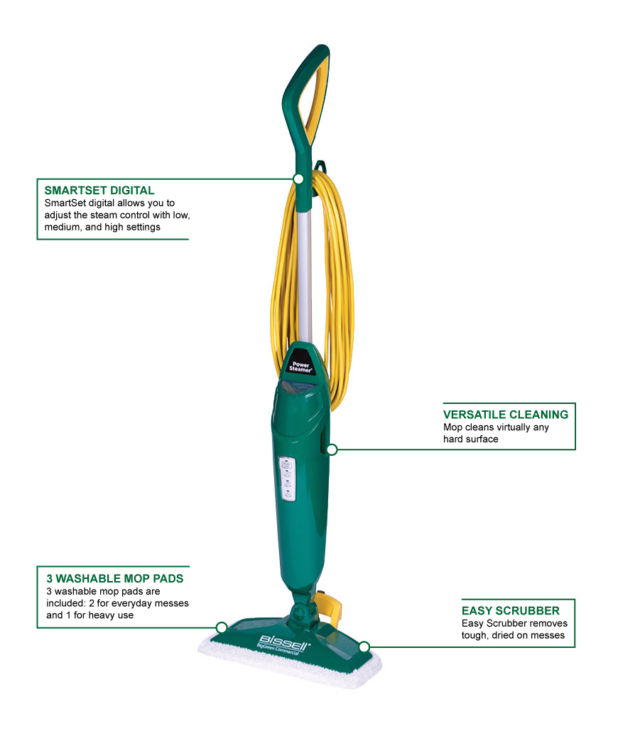 Bissell Bgst1566 12 1 2 Powersteamer Steam Mop W Accessories 1500 Watts Green